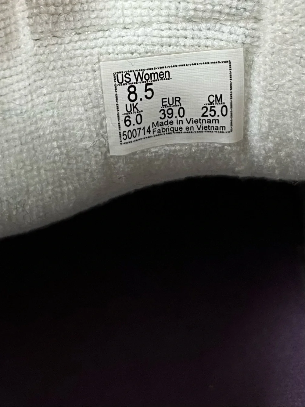 Vans Women’s White Low-Top Sneakers with Purple Stripe